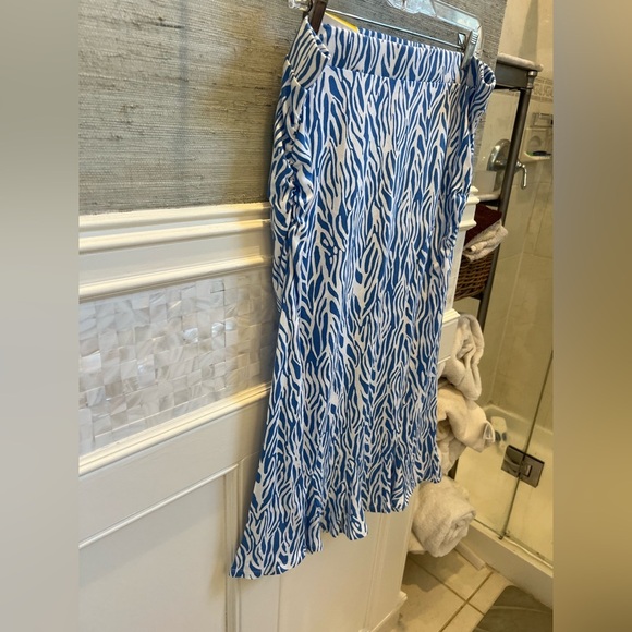 NWT new large DVF target ruched skirt blue & white Sea twig pattern Diane von - Picture 7 of 14